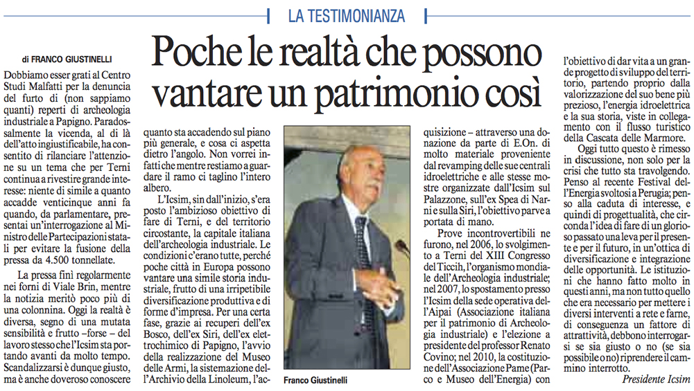 Messaggero 08-07-2012 Giustinelli